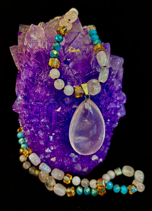 Blush Glow Harmony Necklace | Elegant Beaded Statement Jewelry