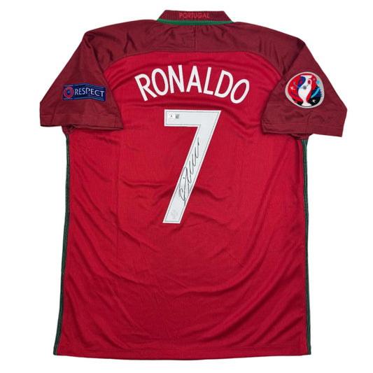 Autographed/Signed Cristiano Ronaldo Portugal Red World Cup Soccer Futbol Jersey Beckett BAS COA