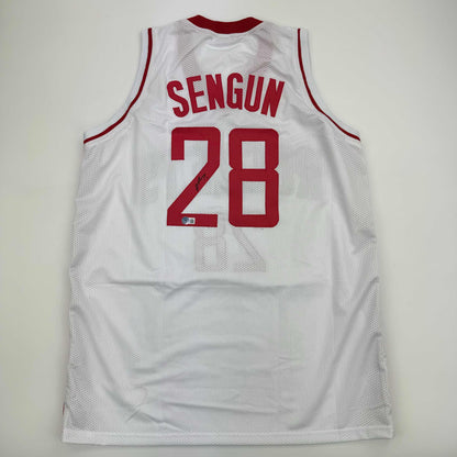 Autographed/Signed Alperen Sengun Houston White Basketball Jersey Beckett BAS COA