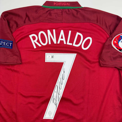 Autographed/Signed Cristiano Ronaldo Portugal Red World Cup Soccer Futbol Jersey Beckett BAS COA