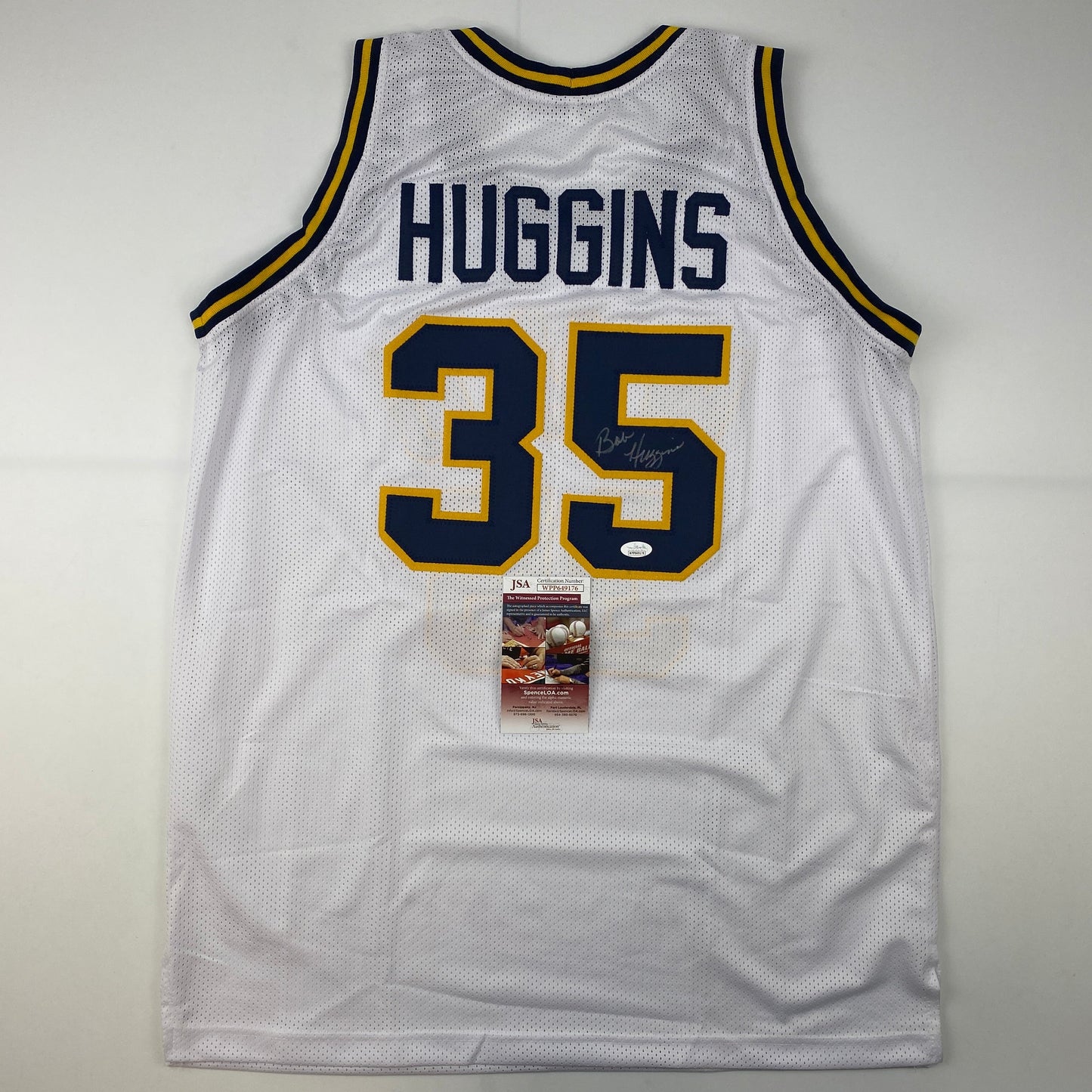 Autographed/Signed Bob Huggins West Virginia White College Basketball Jersey JSA COA