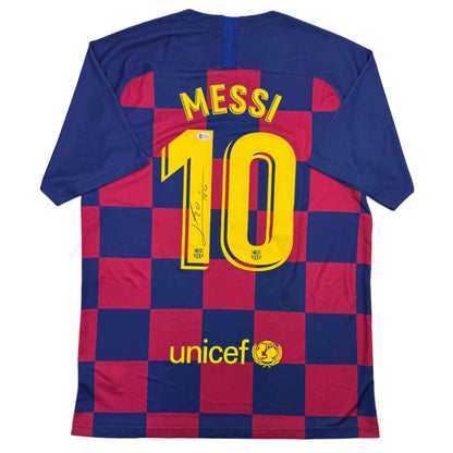 Autographed/Signed Lionel Leo Messi FC Barcelona Soccer Jersey Beckett BAS COA