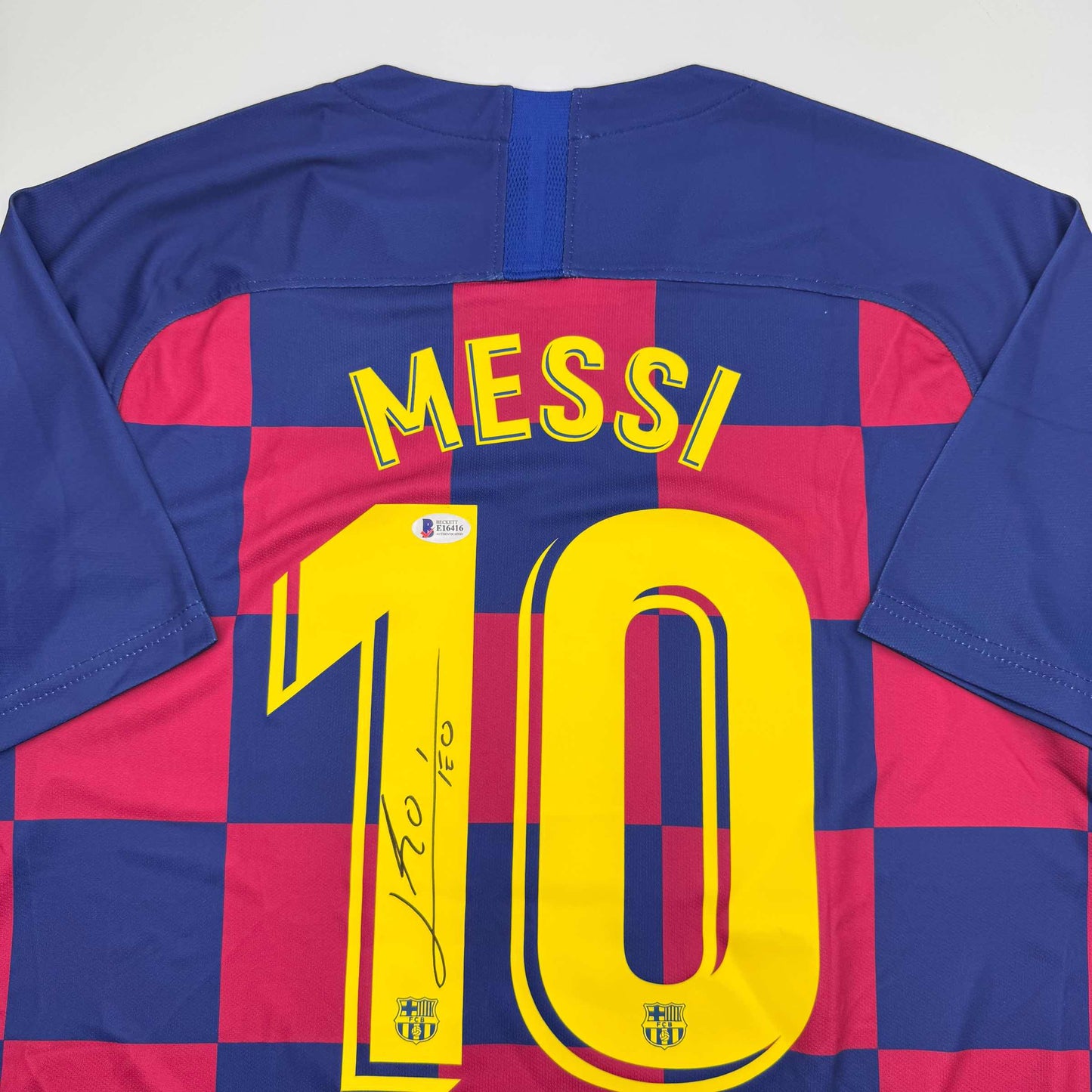 Autographed/Signed Lionel Leo Messi FC Barcelona Soccer Jersey Beckett BAS COA