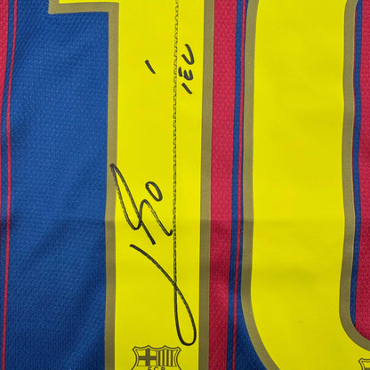 Autographed/Signed Lionel Leo Messi FC Barcelona Soccer Jersey Beckett BAS COA