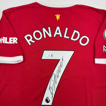 Autographed/Signed Cristiano Ronaldo Manchester United Red Soccer Jersey Beckett BAS COA