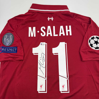 Autographed/Signed Mohamed Salah Liverpool Red Soccer Jersey Beckett BAS COA