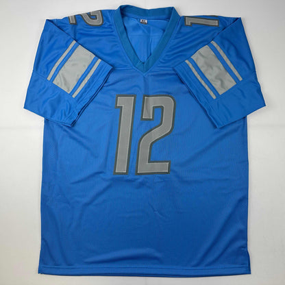 Autographed/Signed Hendon Hooker Detroit Blue Football Jersey Beckett BAS COA