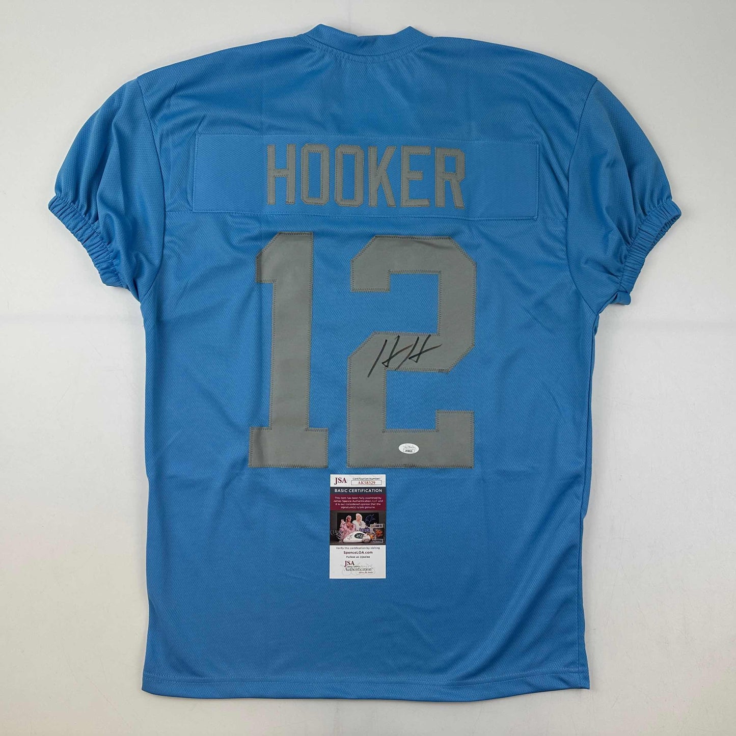 Autographed/Signed Hendon Hooker Detroit Retro Blue Football Jersey JSA COA