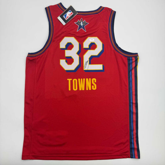 Autographed/Signed Karl-Anthony Towns 2024-2025 Red All-Star Basketball Jersey PSA COA
