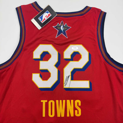Autographed/Signed Karl-Anthony Towns 2024-2025 Red All-Star Basketball Jersey PSA COA