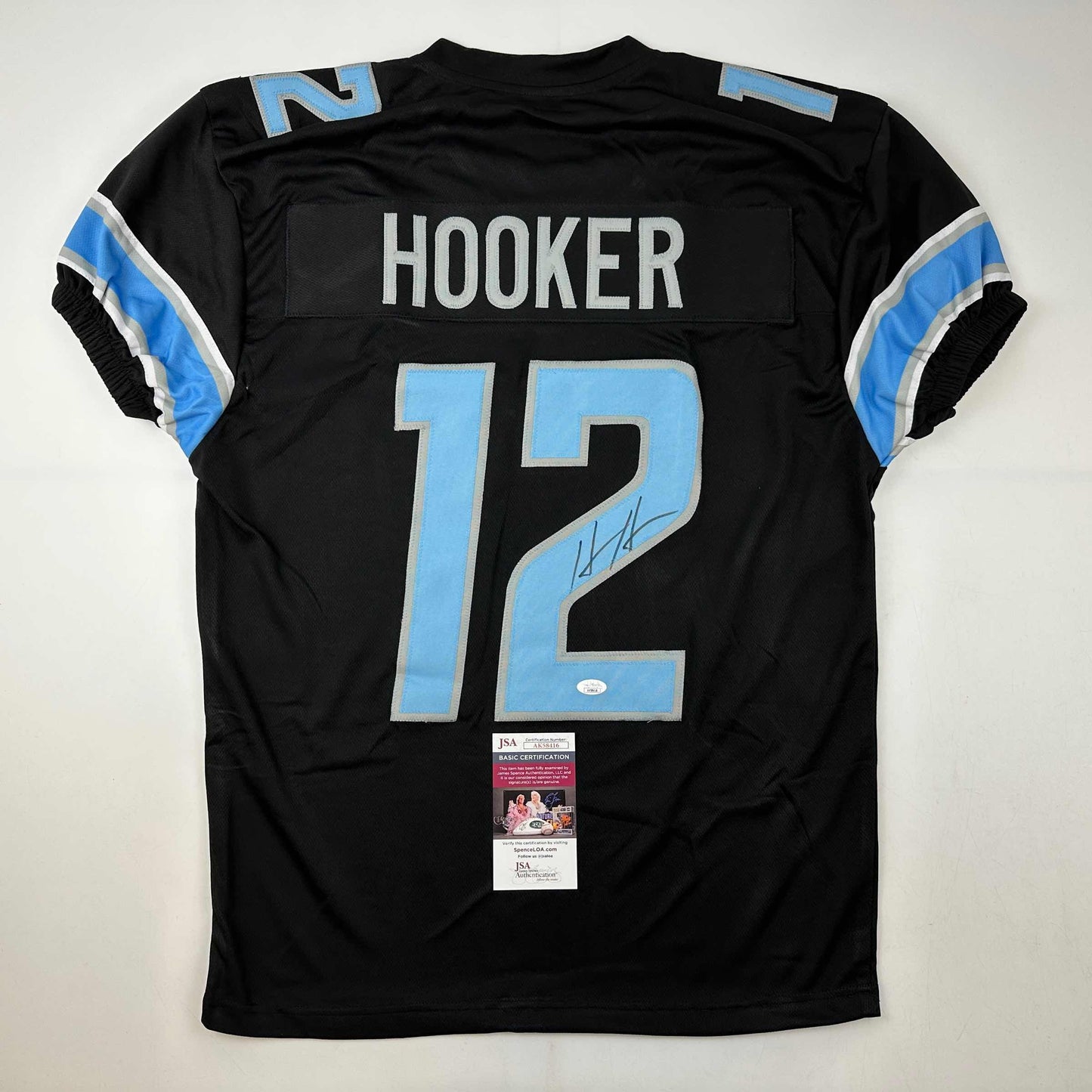 Autographed/Signed Hendon Hooker Detroit Black Football Jersey JSA COA