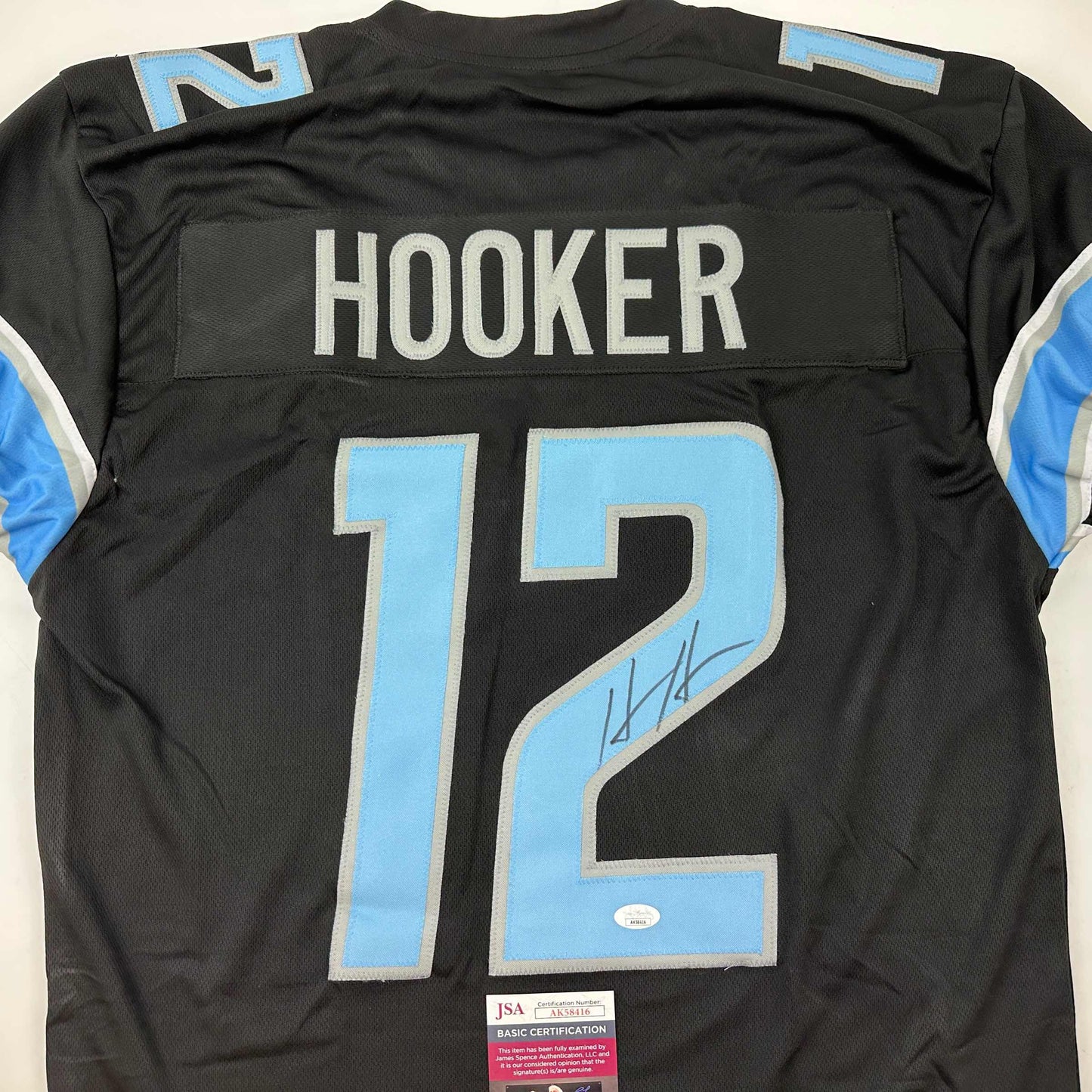 Autographed/Signed Hendon Hooker Detroit Black Football Jersey JSA COA