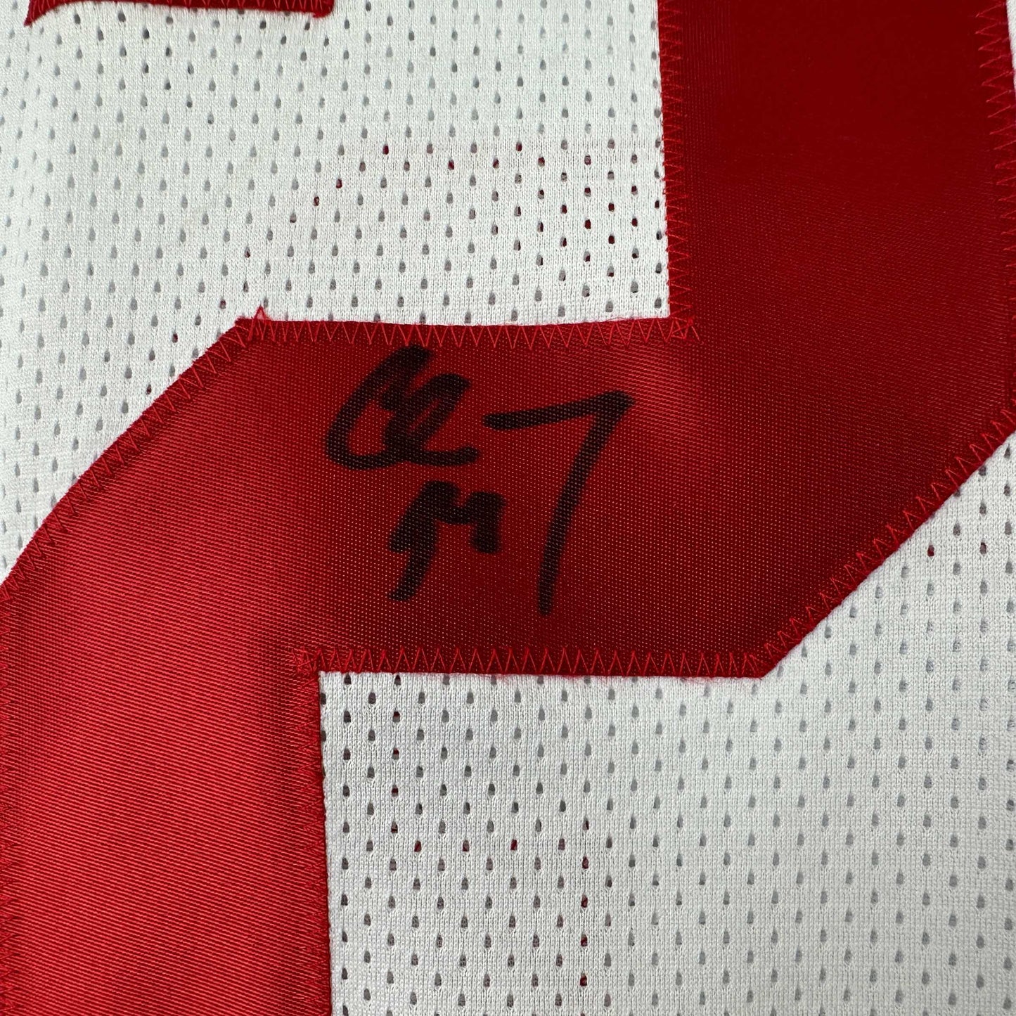 Autographed/Signed Christian McCaffrey San Francisco White Football Jersey JSA COA
