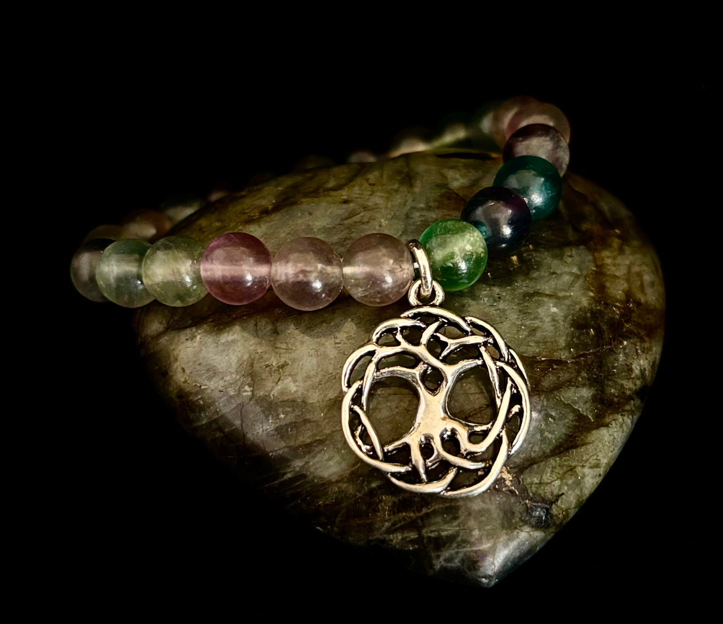 7 Wonders Natural Stone Charm Bracelet Collection | 8mm Healing Gemstone Beads with Silver Charms (Small–Medium Wrists)