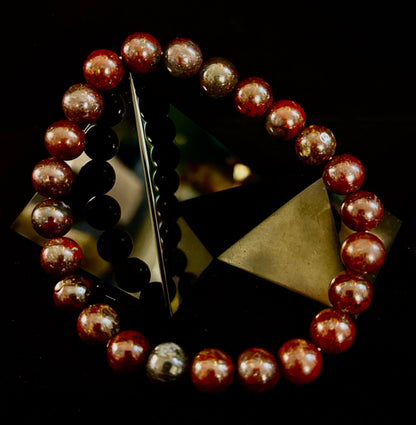 Bloodstone Strength Bracelet | 8mm Natural Energy Beads for Protection & Vitality (8” Large Fit)