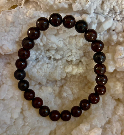 Bloodstone Strength Bracelet | 8mm Natural Energy Beads for Protection & Vitality (8” Large Fit)