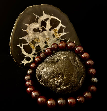 Bloodstone Strength Bracelet | 8mm Natural Energy Beads for Protection & Vitality (8” Large Fit)