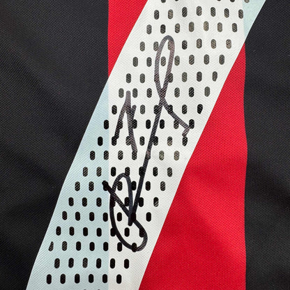 Autographed/Signed Andriy Shevchenko AC Milan Red/Black Soccer Futbol Jersey Beckett BAS COA