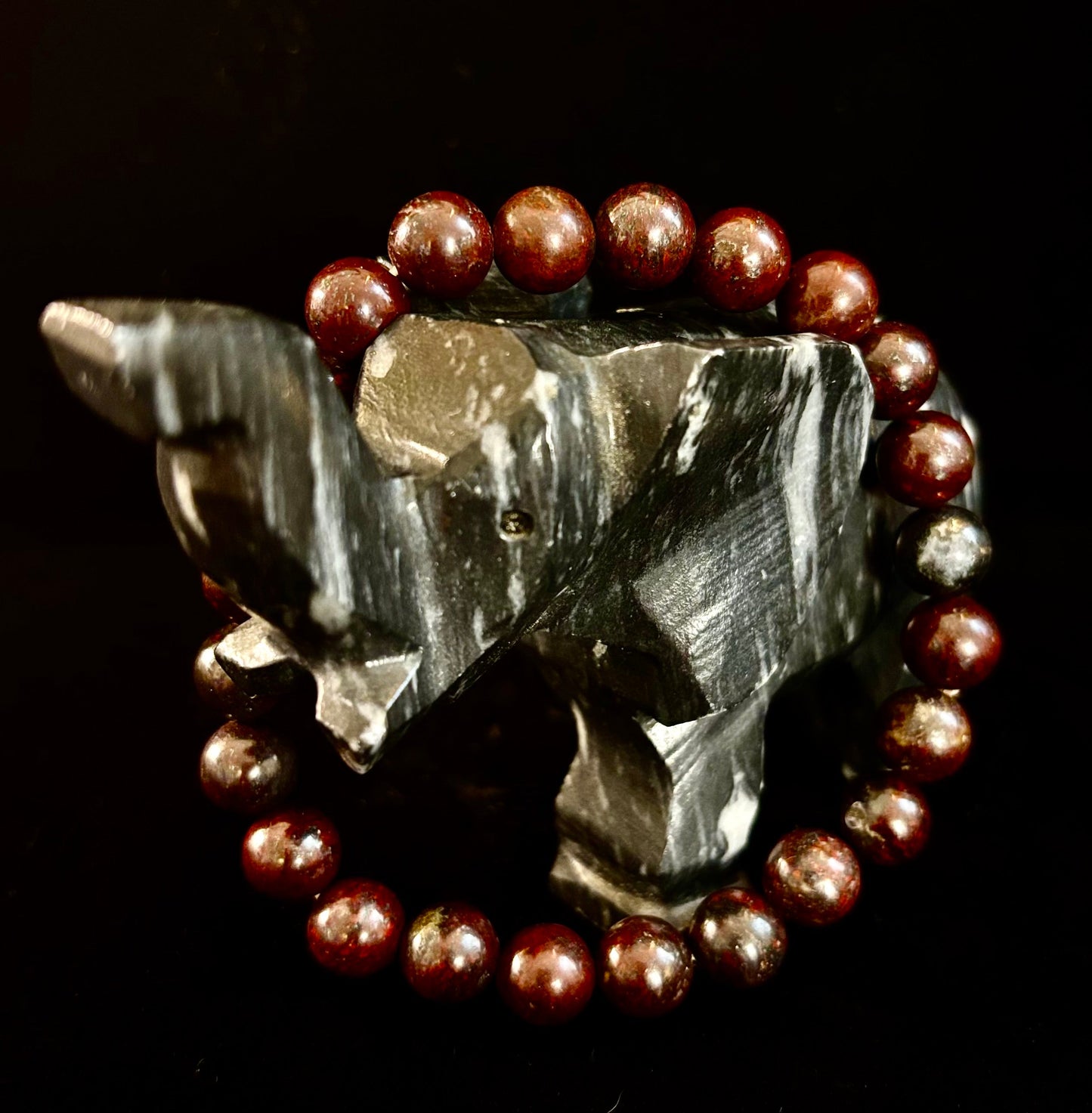 Bloodstone Strength Bracelet | 8mm Natural Energy Beads for Protection & Vitality (8” Large Fit)