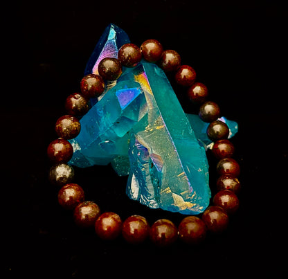 Bloodstone Strength Bracelet | 8mm Natural Energy Beads for Protection & Vitality (8” Large Fit)