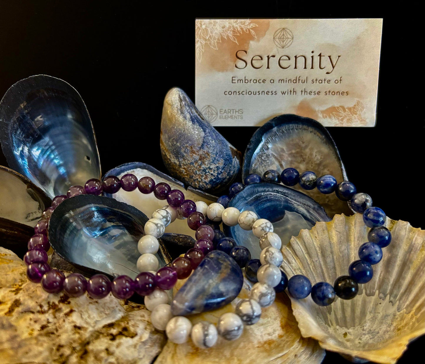 Intentions Bracelet Set – Serenity (Amethyst, Sodalite & Howlite)