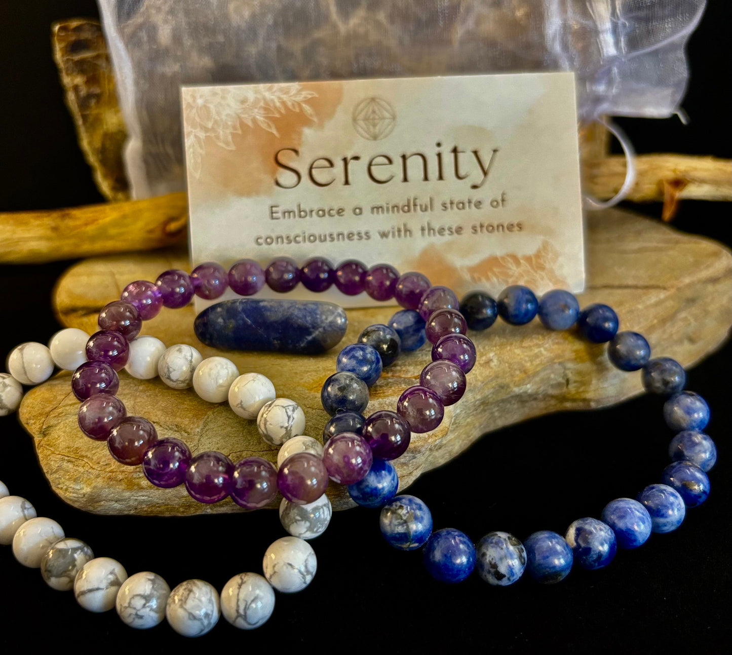 Intentions Bracelet Set – Serenity (Amethyst, Sodalite & Howlite)