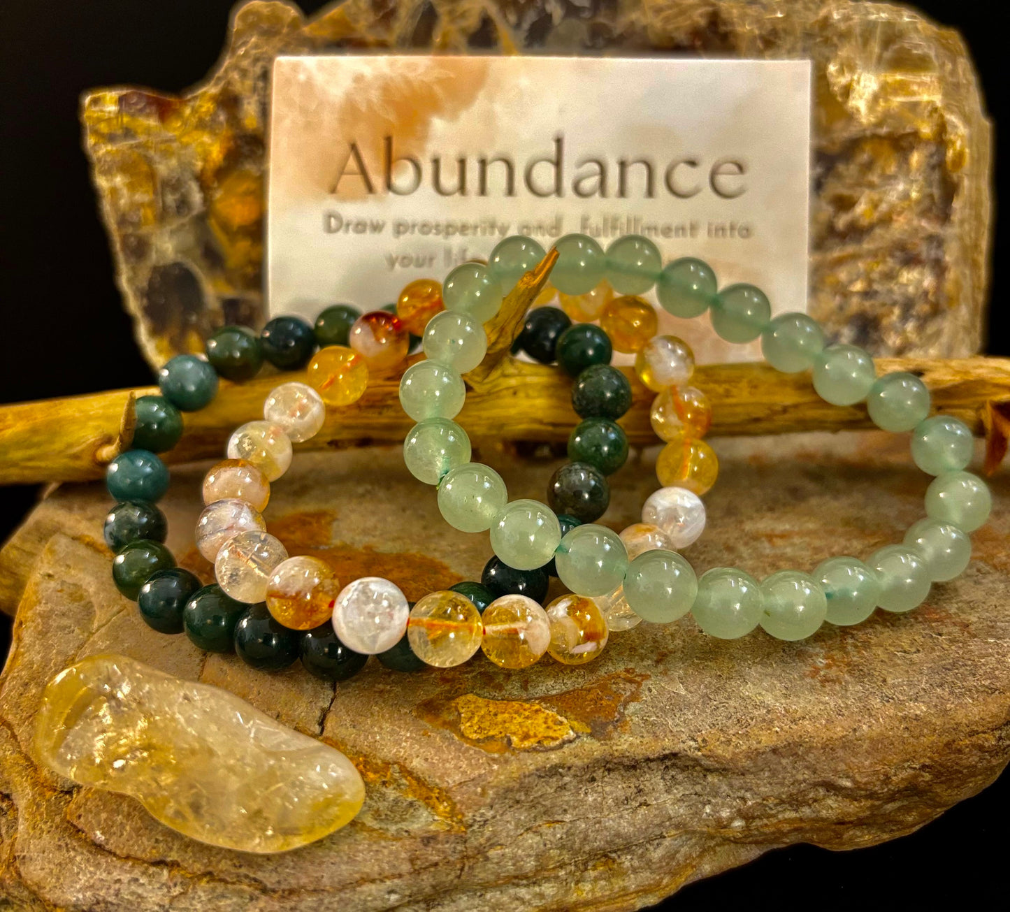 Intentions Bracelet Set – Abundance (Citrine, Green Aventurine & Moss Agate)