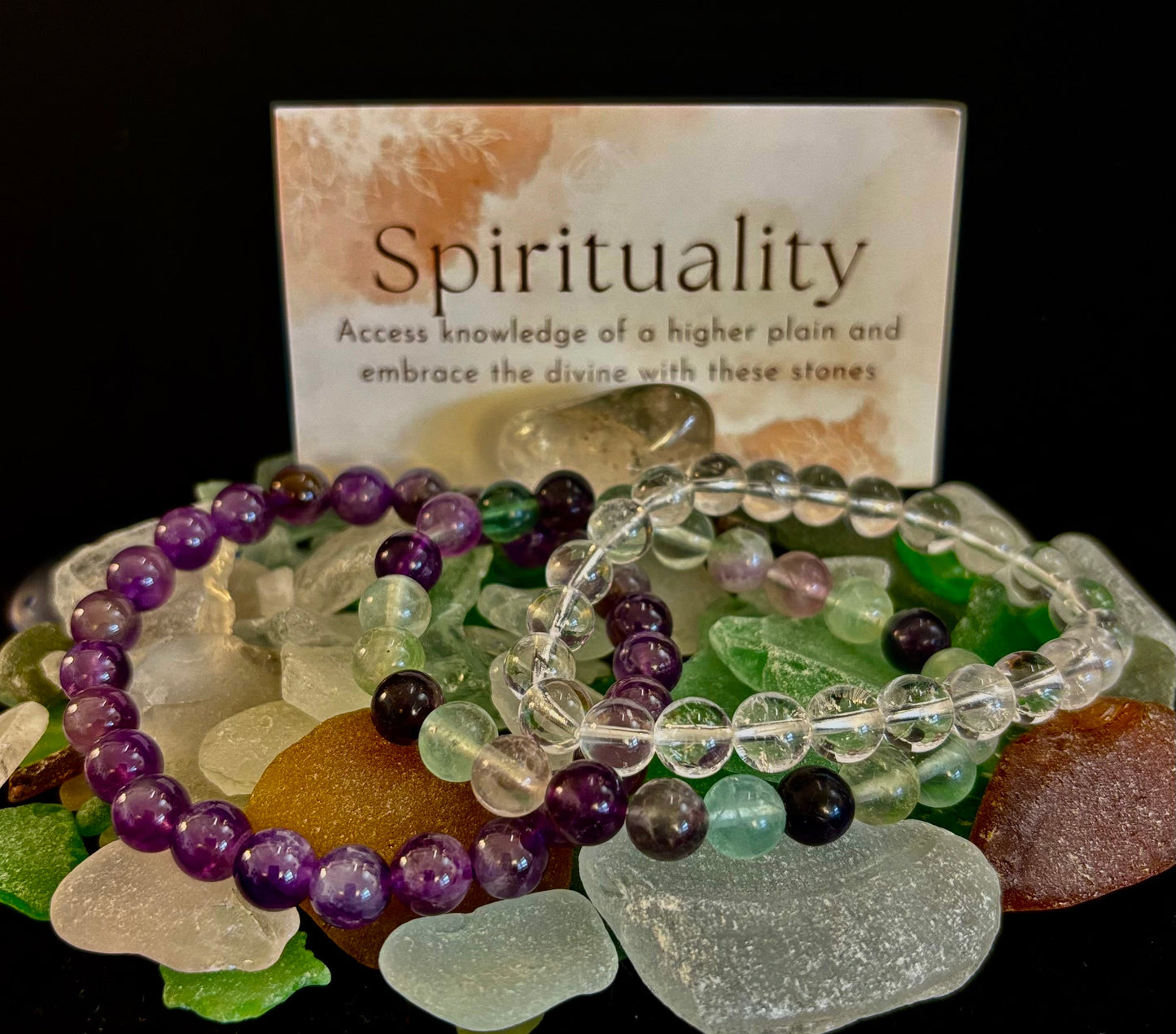 Intentions Bracelet Set – Spirituality (Clear Quartz, Amethyst & Fluorite)