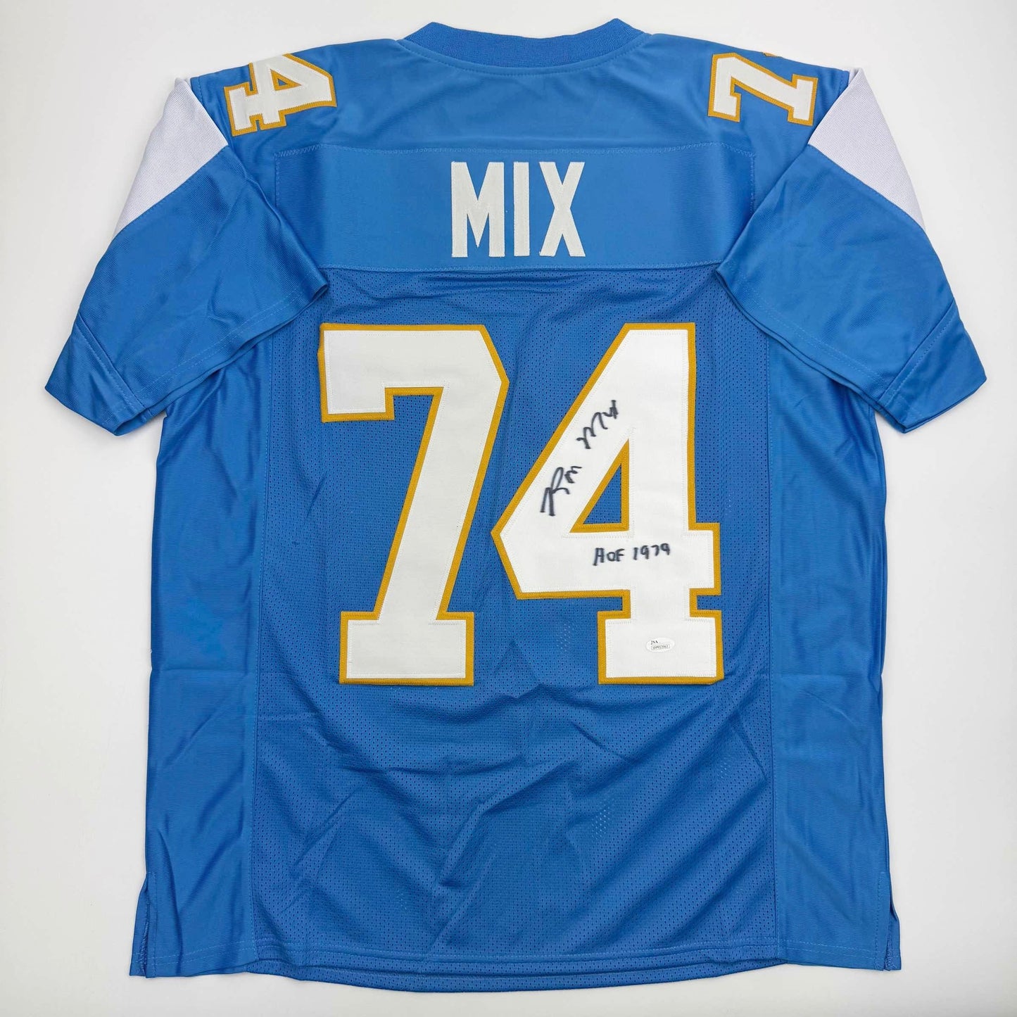 Autographed/Signed Ron Mix HOF 1979  San Diego Powder Blue Football Jersey JSA COA