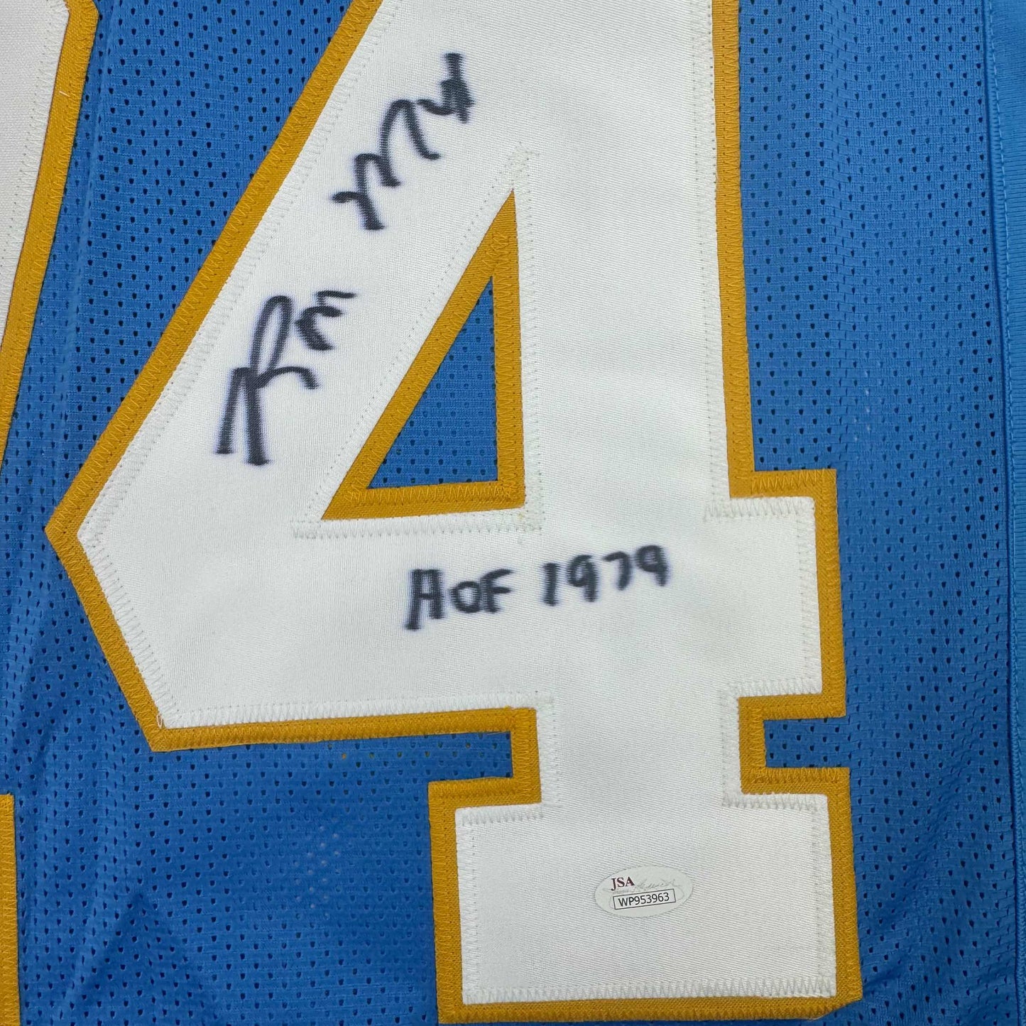 Autographed/Signed Ron Mix HOF 1979  San Diego Powder Blue Football Jersey JSA COA
