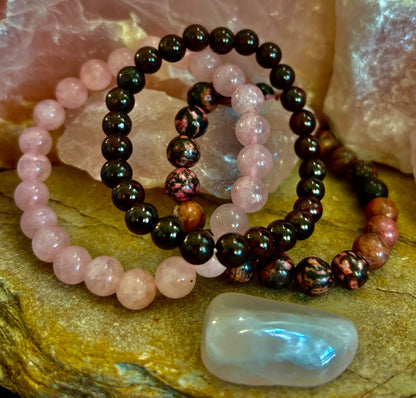 Intentions Bracelet Set – Love (Rose Quartz, Rhodonite & Garnet)