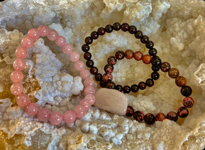 Intentions Bracelet Set – Love (Rose Quartz, Rhodonite & Garnet)