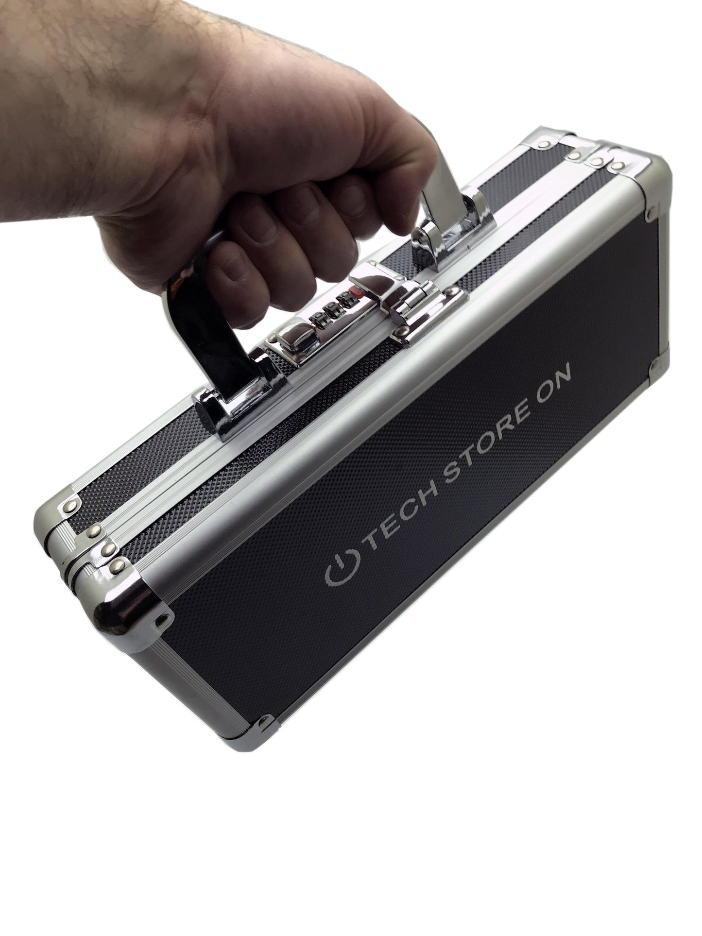 Aluminum USB Drive Organizer Case (24 + 2 Slots with Handle) – Shockproof Antistatic Storage Box with Lock