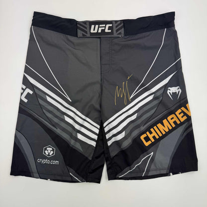 Autographed/Signed Khamzat Borz Chimaev UFC MMA Ultimate Fighting Black Trunks PSA/DNA COA