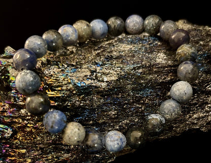 Dumortierite Natural Stone Bracelet | 8mm Blue Gemstone Beads for Focus & Inner Strength (Small to Medium Wrists)