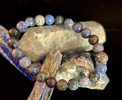 Dumortierite Natural Stone Bracelet | 8mm Blue Gemstone Beads for Focus & Inner Strength (Small to Medium Wrists)