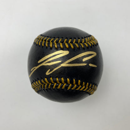 Autographed/Signed Ronald Acuna Jr. Black Rawlings Official Major League ROML Baseball JSA COA