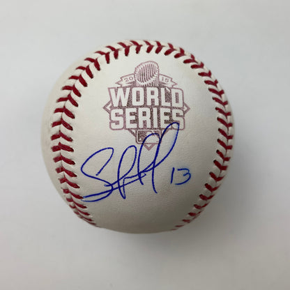 Autographed/Signed Salvador Perez 2015 World Series Rawlings Official Major League Baseball ROML JSA COA