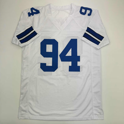 Autographed/Signed Demarcus Ware Dallas White Football Jersey Beckett BAS COA
