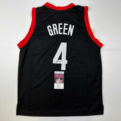 Autographed/Signed Jalen Green #4 Houston Black Basketball Jersey JSA COA