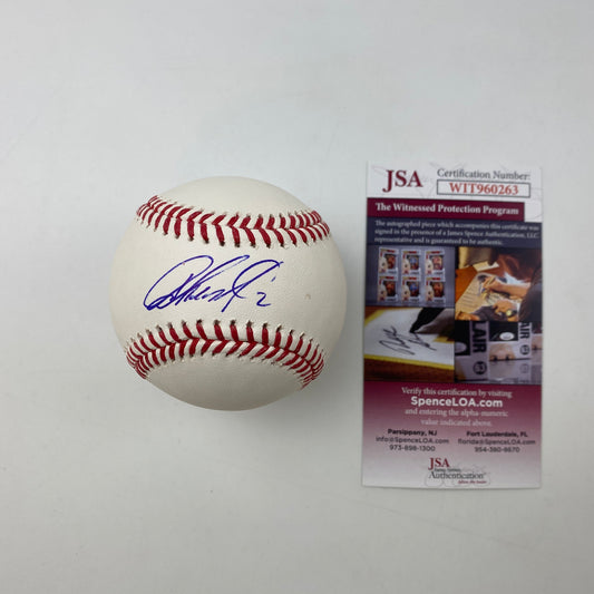 Autographed/Signed Jazz Chisholm Jr. Rawlings Official Major League Baseball ROML JSA COA