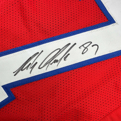 Autographed/Signed Rob Gronk Gronkowski New England Red Football Jersey JSA COA