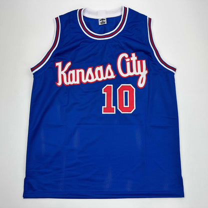 Autographed/Signed DeMar DeRozan Sacramento Blue Kansas City Retro Basketball Jersey Beckett BAS COA