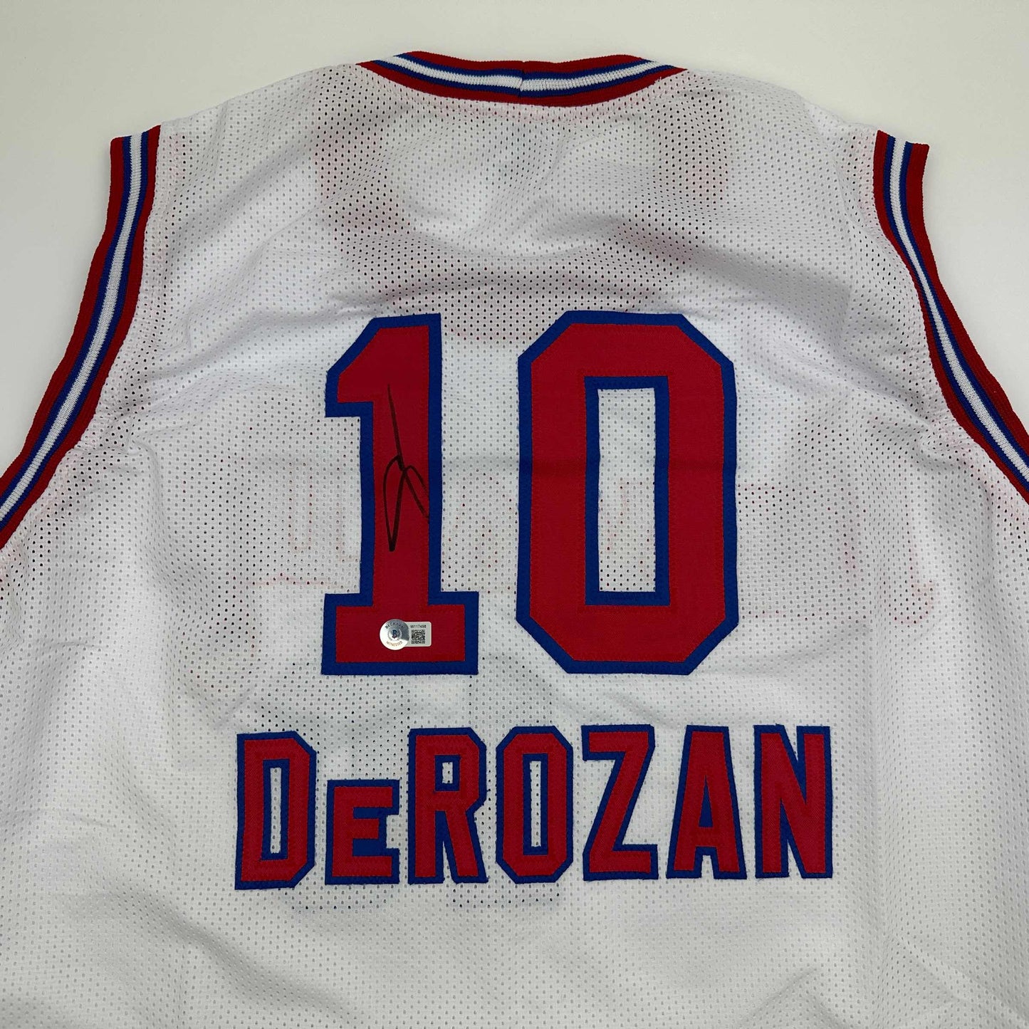 Autographed/Signed DeMar DeRozan Sacramento White Kansas City Retro Basketball Jersey Beckett BAS COA