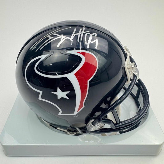Autographed/Signed J.J JJ Watt Houston Texans Mini Football Helmet JSA COA