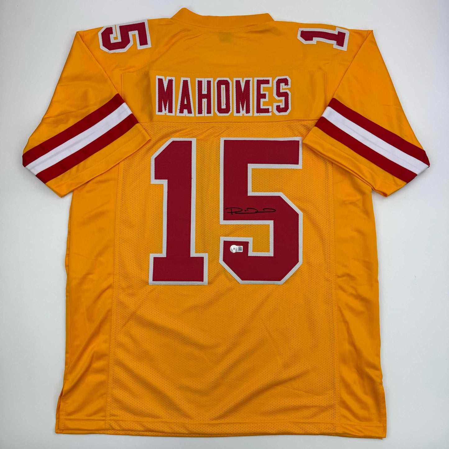 Autographed/Signed Patrick Mahomes Kansas City Yellow Football Jersey Beckett BAS COA