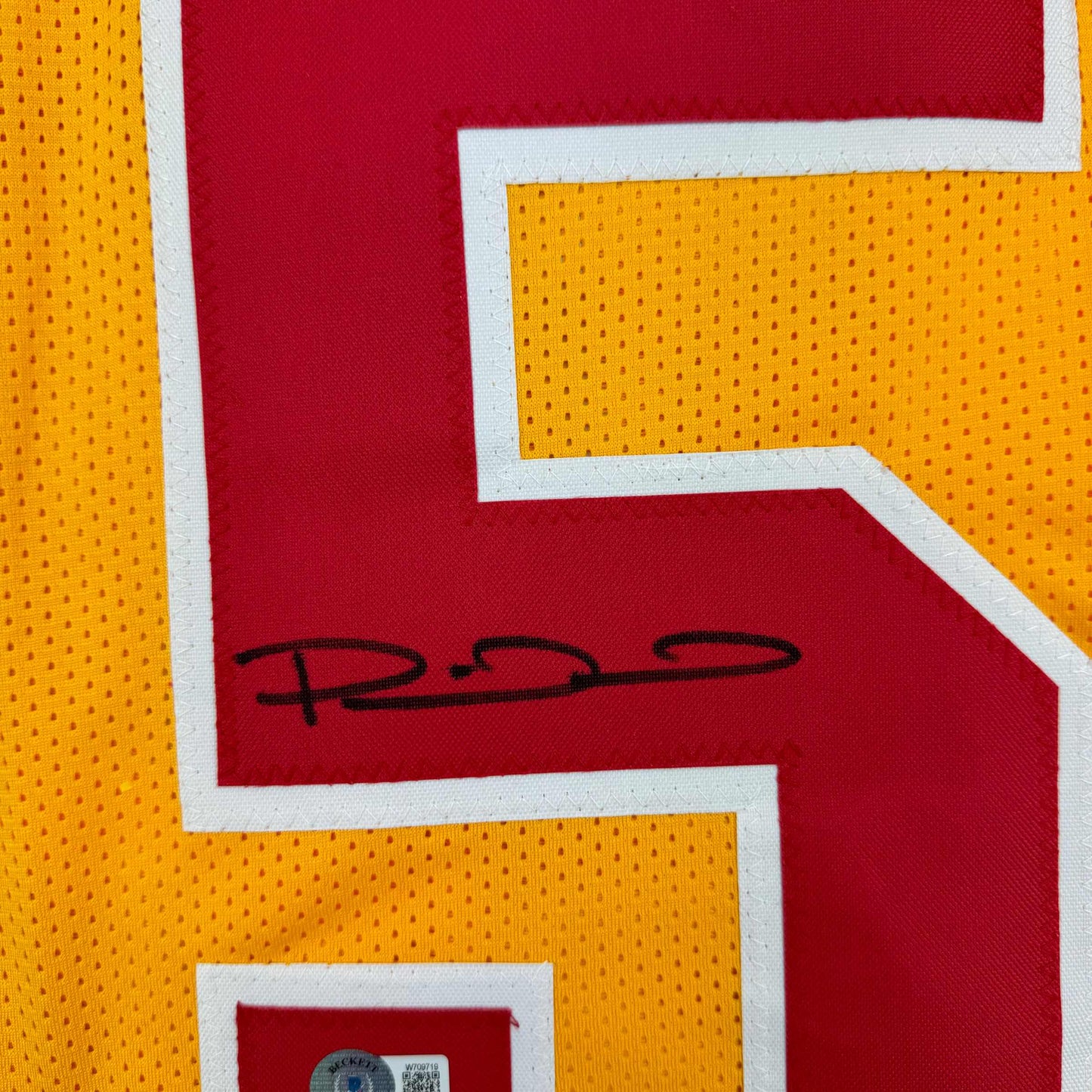 Autographed/Signed Patrick Mahomes Kansas City Yellow Football Jersey Beckett BAS COA