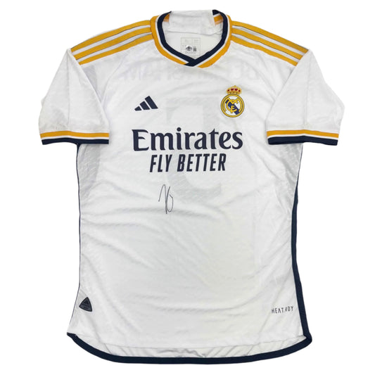 Autographed/Signed Jude Bellingham Real Madrid White Soccer Jersey Beckett BAS COA