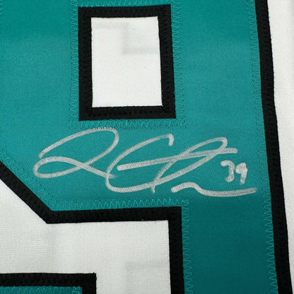 Framed Autographed/Signed Logan Couture 35x39 San Jose White Hockey Jersey JSA COA