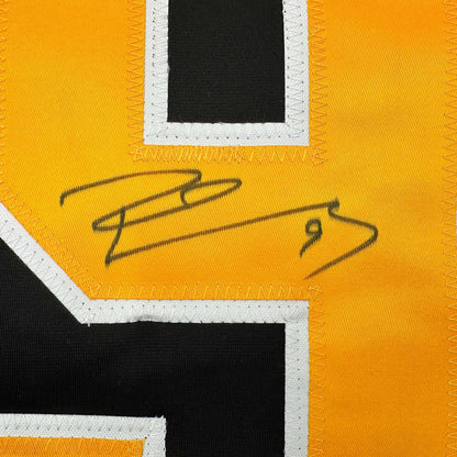 Framed Autographed/Signed Pascal Dupuis 35x39 Pittsburgh Black Hockey Jersey JSA COA